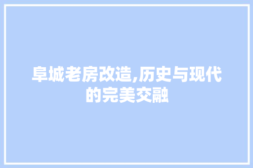 阜城老房改造,历史与现代的完美交融