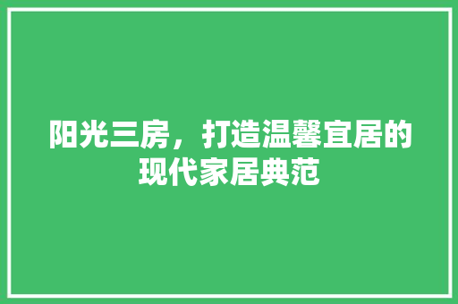 阳光三房，打造温馨宜居的现代家居典范