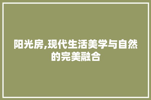 阳光房,现代生活美学与自然的完美融合