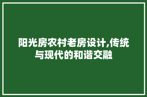 阳光房农村老房设计,传统与现代的和谐交融