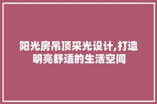 阳光房吊顶采光设计,打造明亮舒适的生活空间