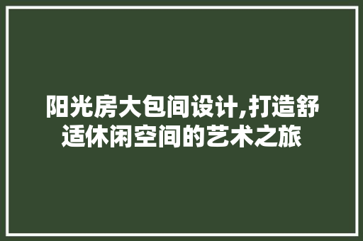 阳光房大包间设计,打造舒适休闲空间的艺术之旅