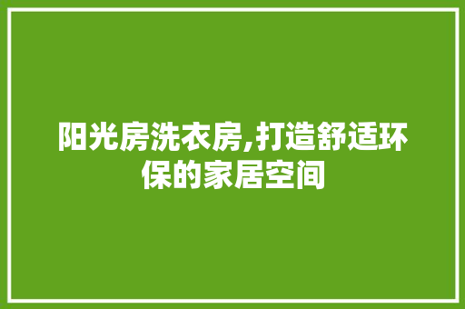 阳光房洗衣房,打造舒适环保的家居空间