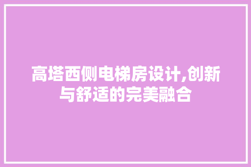 高塔西侧电梯房设计,创新与舒适的完美融合