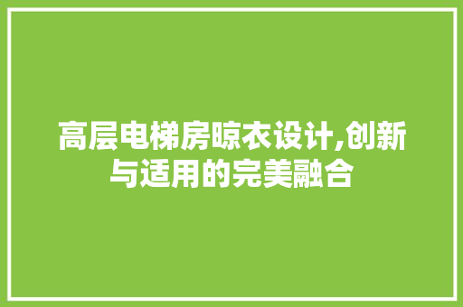 高层电梯房晾衣设计,创新与适用的完美融合