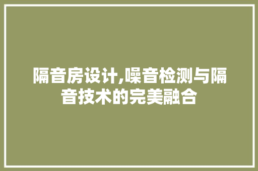 隔音房设计,噪音检测与隔音技术的完美融合