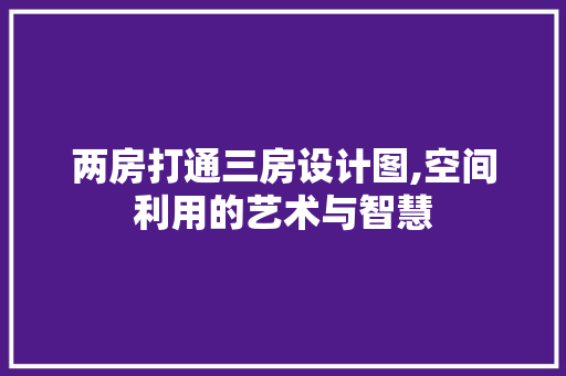 两房打通三房设计图,空间利用的艺术与智慧