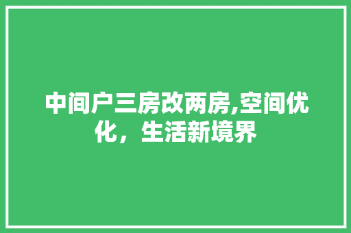 中间户三房改两房,空间优化，生活新境界