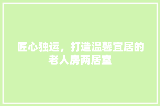 匠心独运，打造温馨宜居的老人房两居室