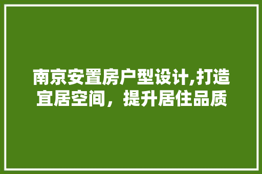 南京安置房户型设计,打造宜居空间，提升居住品质