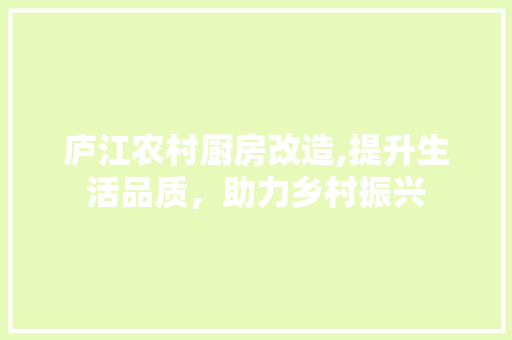 庐江农村厨房改造,提升生活品质，助力乡村振兴