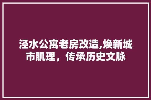 泾水公寓老房改造,焕新城市肌理，传承历史文脉