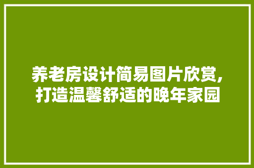 养老房设计简易图片欣赏,打造温馨舒适的晚年家园