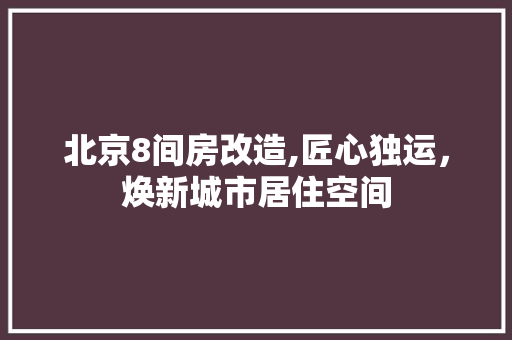 北京8间房改造,匠心独运，焕新城市居住空间
