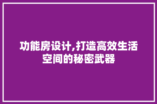 功能房设计,打造高效生活空间的秘密武器
