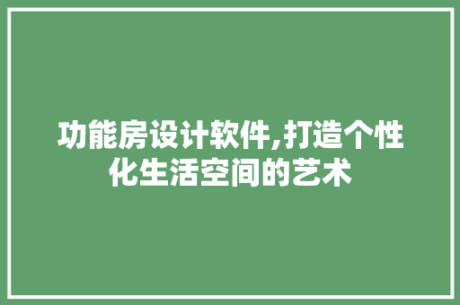 功能房设计软件,打造个性化生活空间的艺术