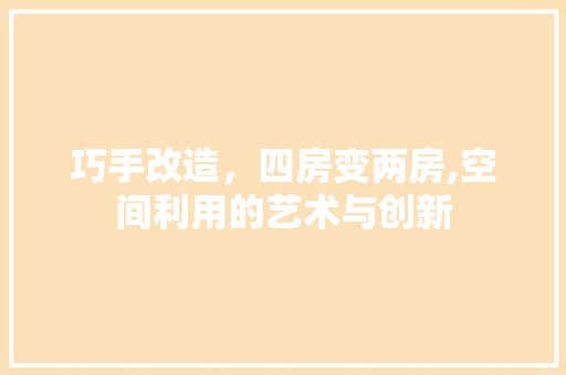 巧手改造，四房变两房,空间利用的艺术与创新