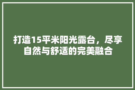 打造15平米阳光露台，尽享自然与舒适的完美融合