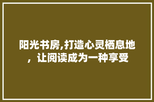 阳光书房,打造心灵栖息地，让阅读成为一种享受