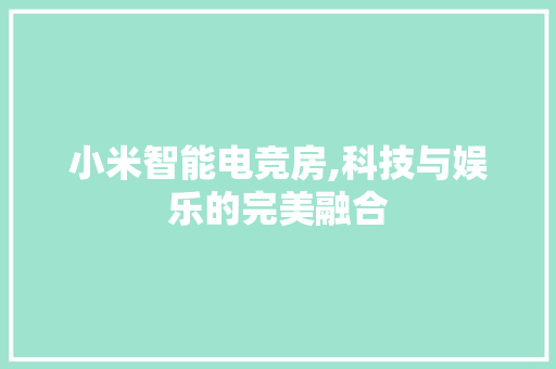 小米智能电竞房,科技与娱乐的完美融合