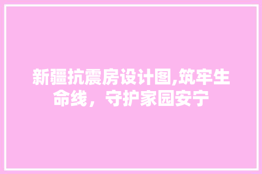新疆抗震房设计图,筑牢生命线，守护家园安宁