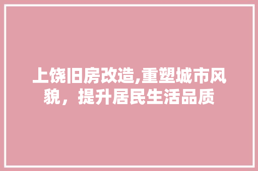 上饶旧房改造,重塑城市风貌，提升居民生活品质