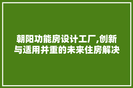 朝阳功能房设计工厂,创新与适用并重的未来住房解决方法