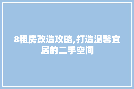 8租房改造攻略,打造温馨宜居的二手空间
