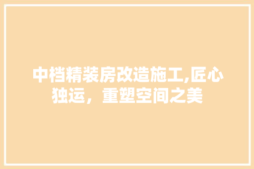 中档精装房改造施工,匠心独运，重塑空间之美