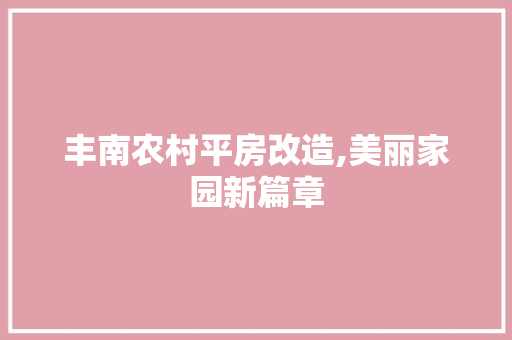 丰南农村平房改造,美丽家园新篇章