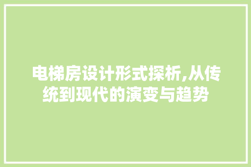 电梯房设计形式探析,从传统到现代的演变与趋势