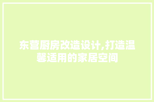 东营厨房改造设计,打造温馨适用的家居空间