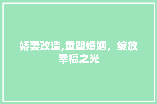 娇妻改造,重塑婚姻，绽放幸福之光