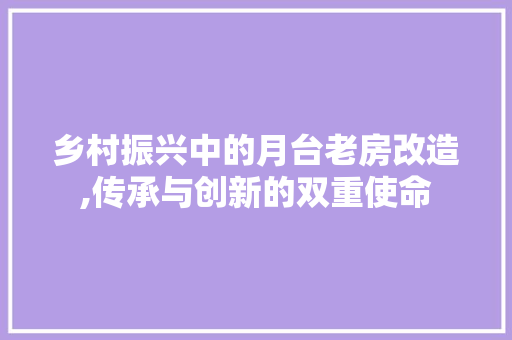 乡村振兴中的月台老房改造,传承与创新的双重使命