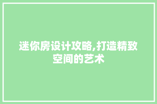 迷你房设计攻略,打造精致空间的艺术