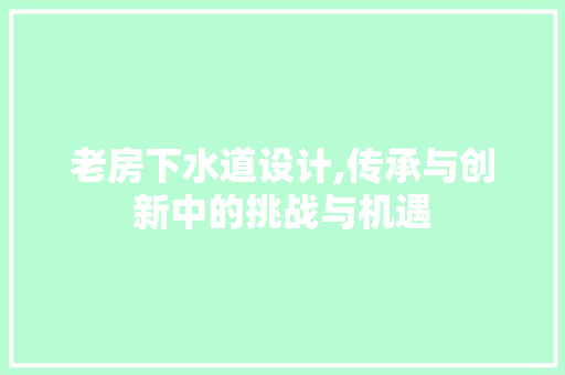 老房下水道设计,传承与创新中的挑战与机遇