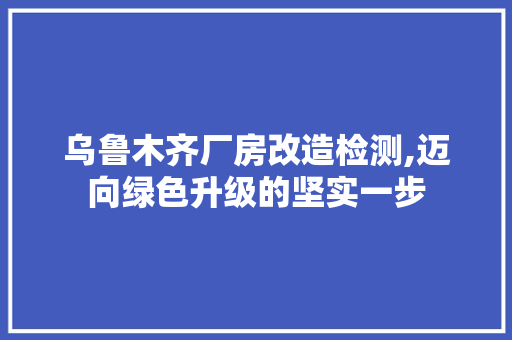 乌鲁木齐厂房改造检测,迈向绿色升级的坚实一步