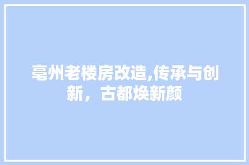亳州老楼房改造,传承与创新，古都焕新颜