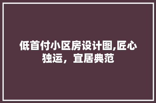 低首付小区房设计图,匠心独运，宜居典范