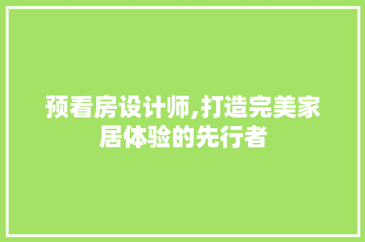 预看房设计师,打造完美家居体验的先行者