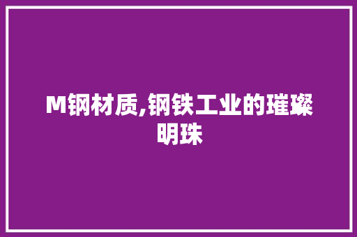 M钢材质,钢铁工业的璀璨明珠