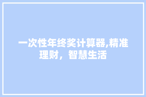 一次性年终奖计算器,精准理财，智慧生活