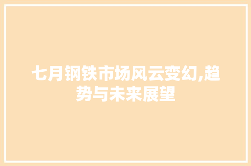 七月钢铁市场风云变幻,趋势与未来展望