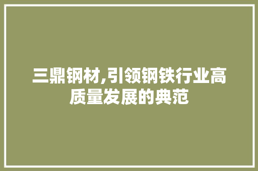 三鼎钢材,引领钢铁行业高质量发展的典范