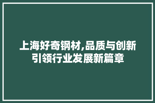 上海好奇钢材,品质与创新引领行业发展新篇章