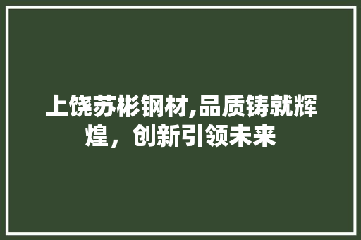 上饶苏彬钢材,品质铸就辉煌，创新引领未来