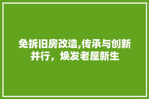 免拆旧房改造,传承与创新并行，焕发老屋新生