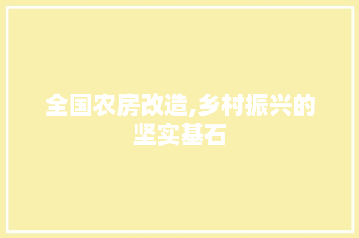 全国农房改造,乡村振兴的坚实基石