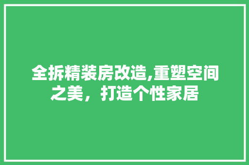全拆精装房改造,重塑空间之美，打造个性家居