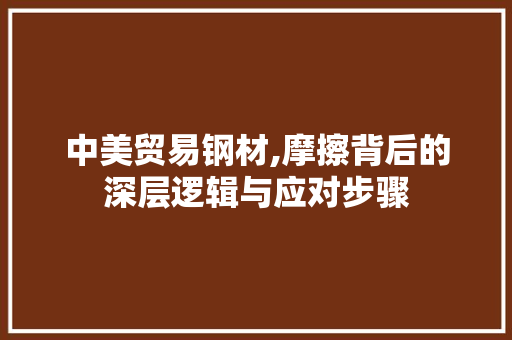 中美贸易钢材,摩擦背后的深层逻辑与应对步骤